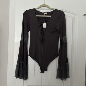 Lace long sleeve boho bodysuit